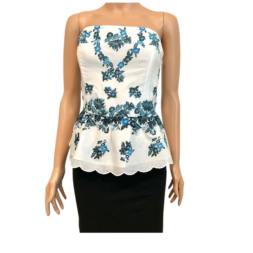 WHBM 10 floral scallop hem corset peplum top convertible TS 3356